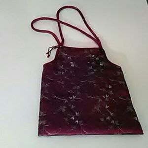 Satin burgundy purse with embellishment  NWOT
